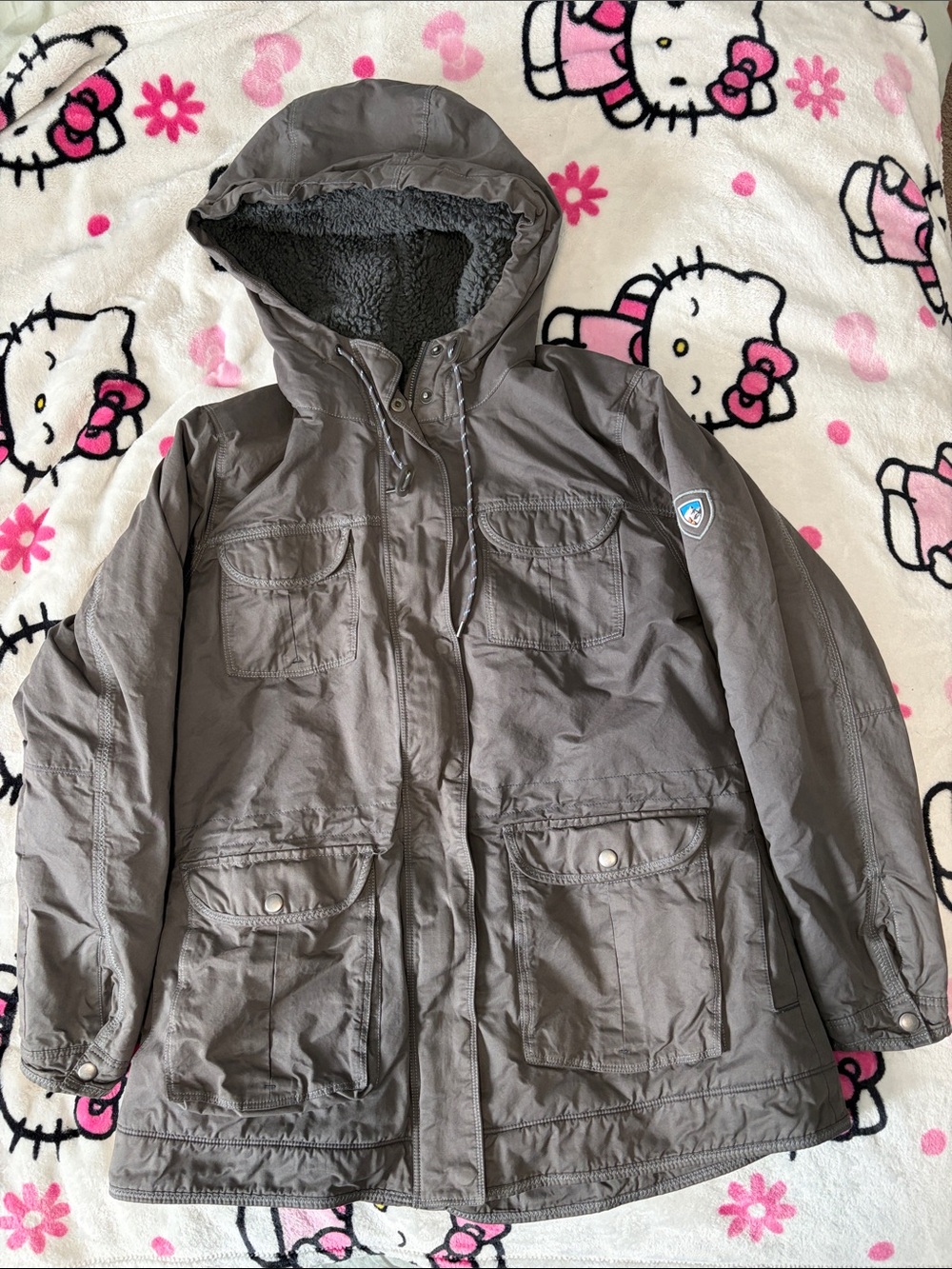 Kuhl Women's Gray Hooded Winter Coat with Sherpa Lining